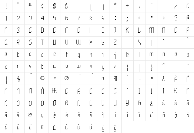 Whichit Regular  glyph index