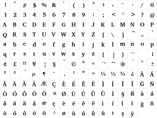 00876 Regular  glyph index