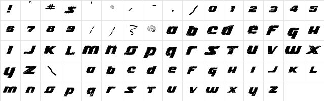 Lizzie Regular  glyph index