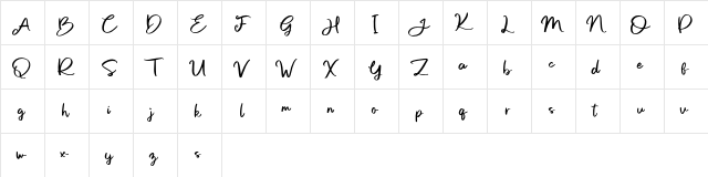 Sweet Buttermilk Free Script Regular  glyph index