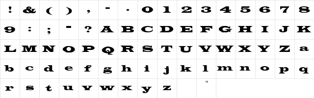 Espana Normal  glyph index