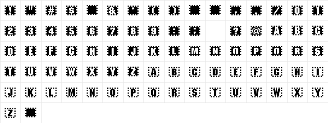 Checkers Regular  glyph index