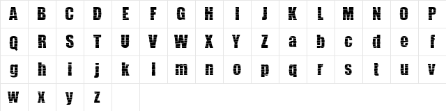Pieces Regular  glyph index