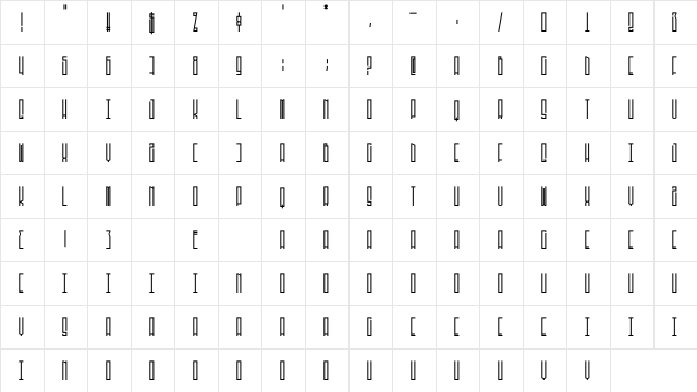 Meganek Regular  glyph index