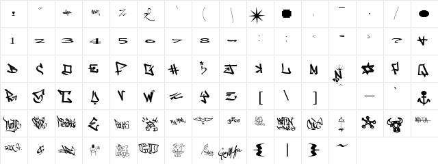 one8seven Regular  glyph index