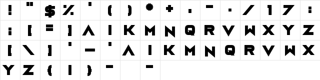Rumutocu Regular  glyph index
