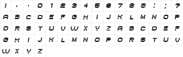 Created Filled Italic  glyph index