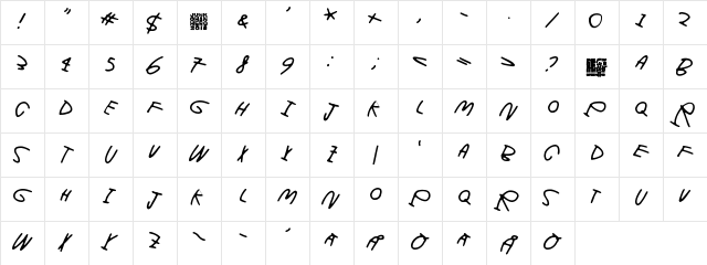 Dark was the night Regular  glyph index