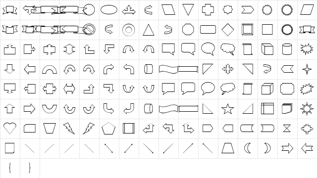 VariShapes Regular  glyph index