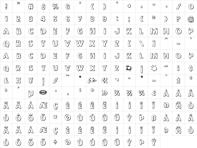 Red Undead Shadow Regular  glyph index