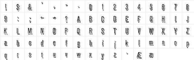 Archive Grotesque Shaded Regular  glyph index