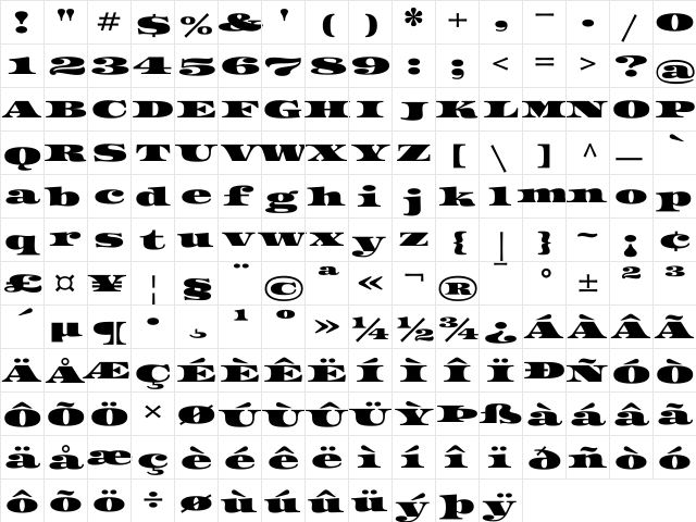 Asset Regular  glyph index