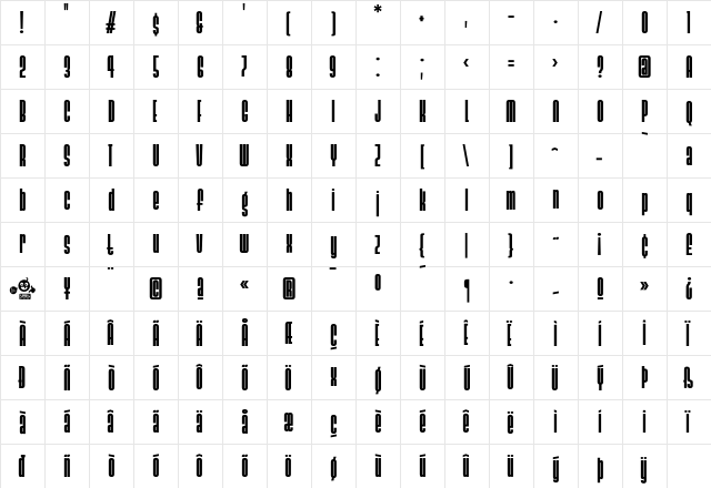 Ainsdale Bold  glyph index