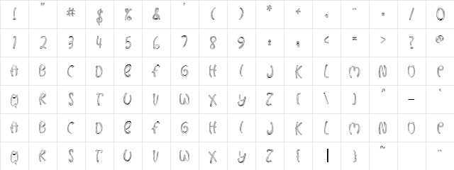 CK Spaghetti Regular  glyph index