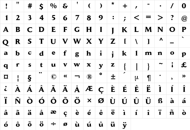 Daily News BQ Regular  glyph index