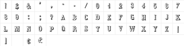 Saloon Display Caps SSi Regular  glyph index
