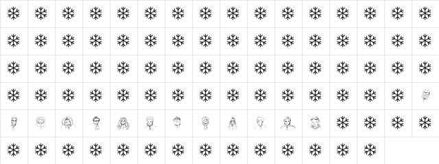 snowbats Regular  glyph index