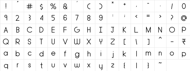 Adlanta Regular  glyph index