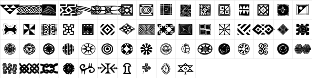 African Ornaments Regular  glyph index