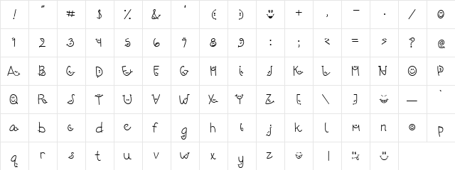 LD Smiles Regular  glyph index