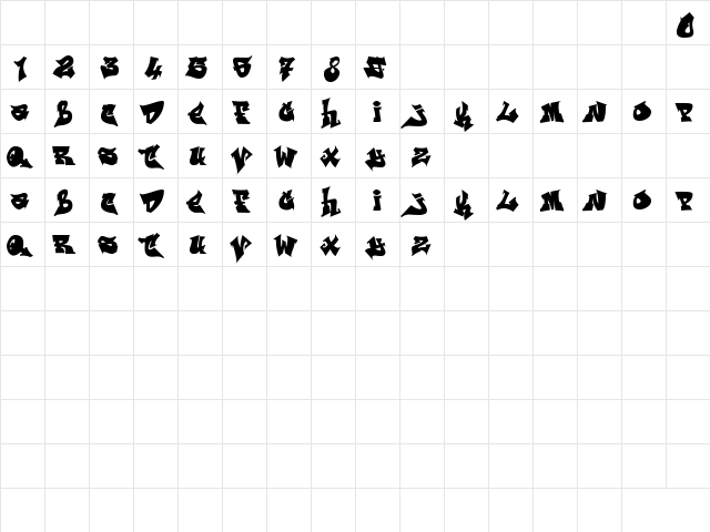 ReskaGraf Regular  glyph index