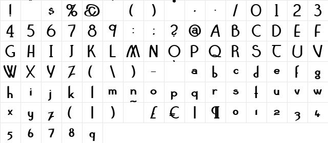 Claritty_Bold Normal  glyph index