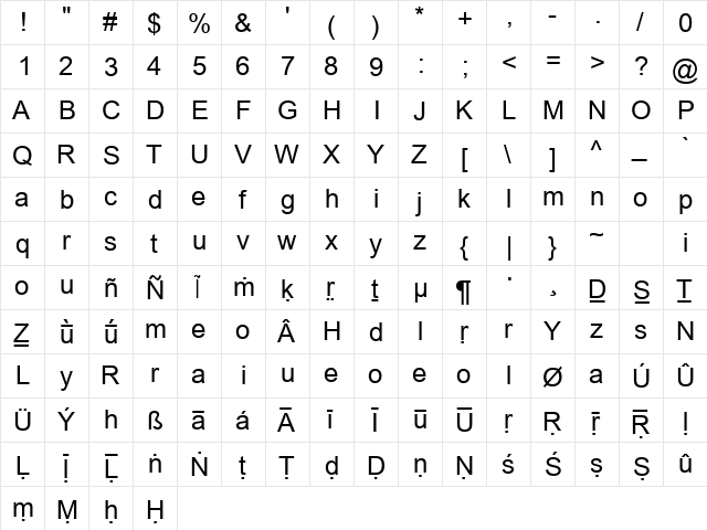 T_InProS_AR Regular  glyph index