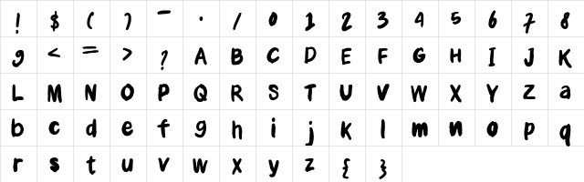 Anial Regular  glyph index