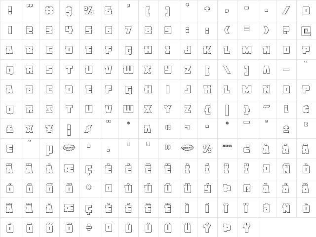 Liberty Legion Outline Outline  glyph index