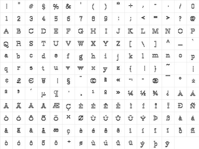 Rough33 Bold  glyph index