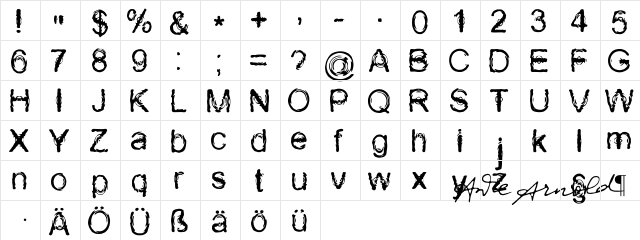 Wasser Regular  glyph index