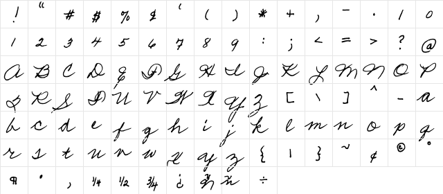 FG Freja Regular  glyph index