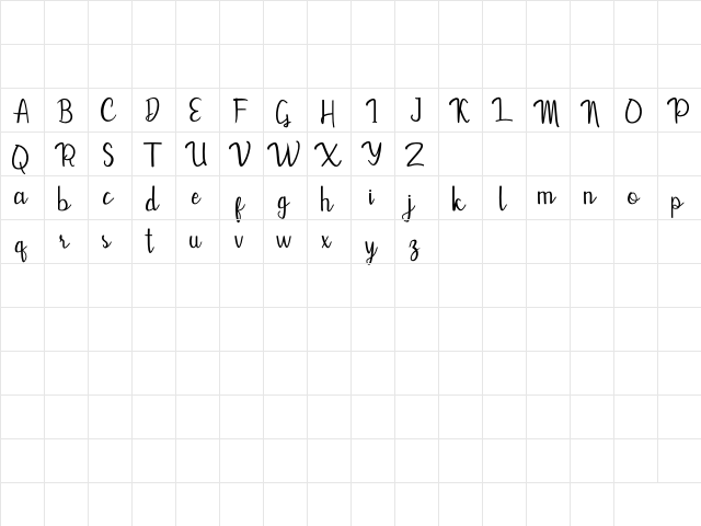 Mevally Regular  glyph index