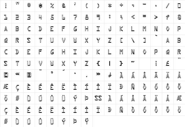 Kredit Regular  glyph index