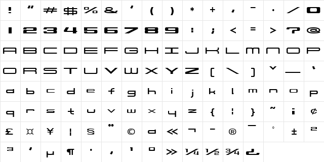 914-SOLID Regular  glyph index