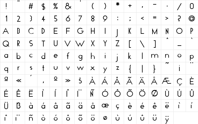 Pommarantz Plain Regular  glyph index