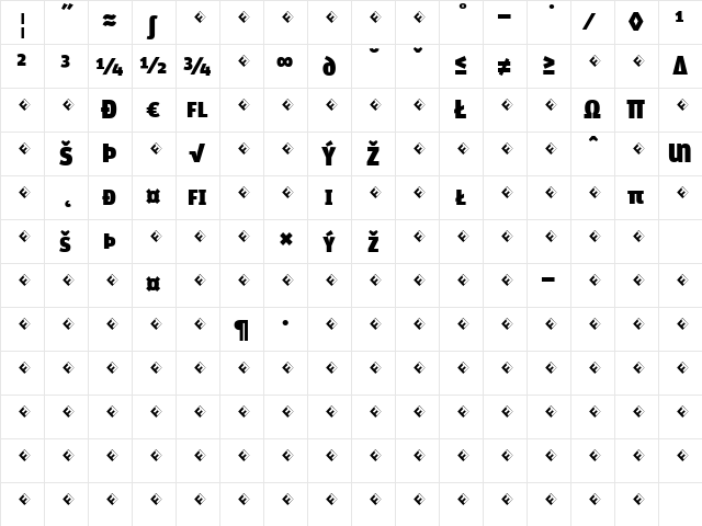 Unit-UltraSCExpert Regular  glyph index