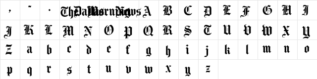 TDMN Regular  glyph index