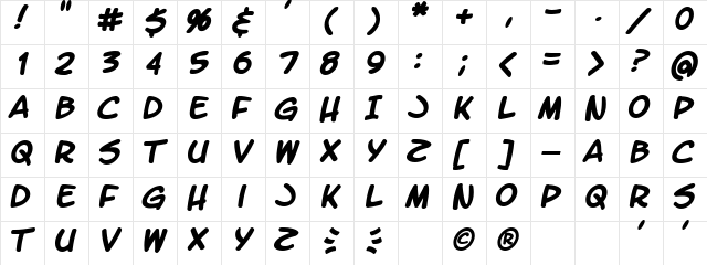 LetterOMatic! Bold  glyph index