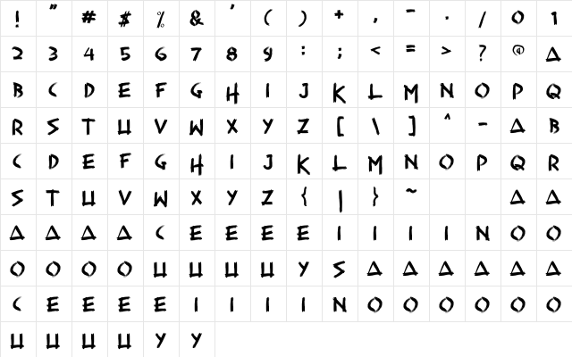 Hesrat Regular  glyph index