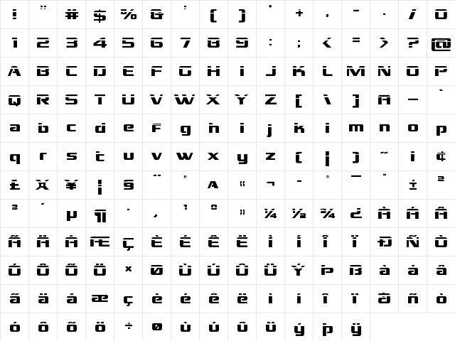 Grand National Laser Regular  glyph index