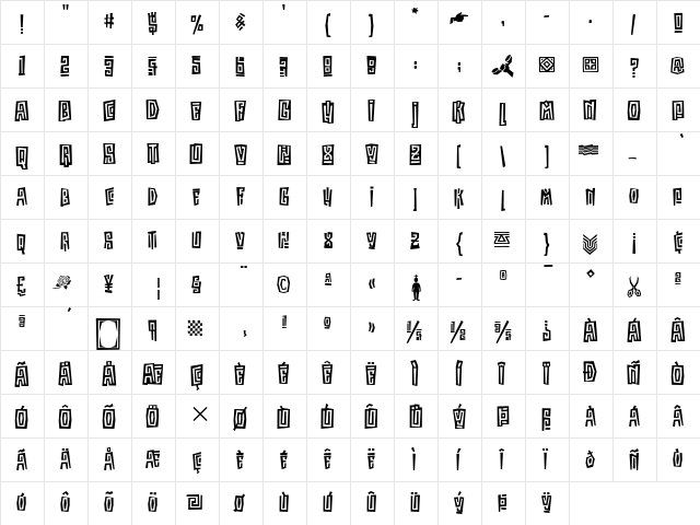 Kokoa ITC Bold  glyph index
