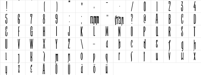 Rammstein Regular  glyph index