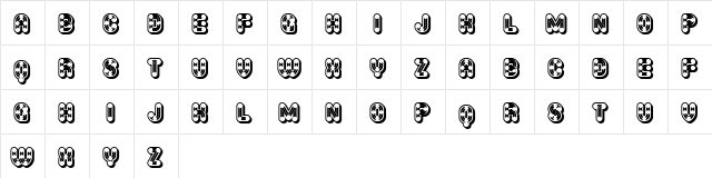 Furious Ride Spotty Regular  glyph index