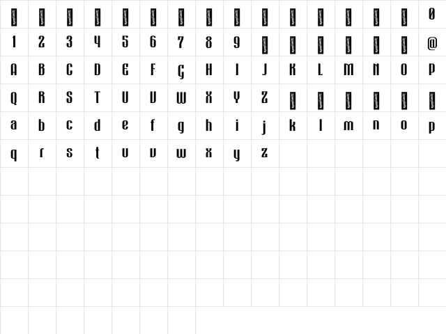 Bigiebang Regular  glyph index