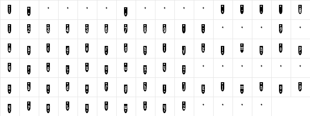 Black Bullet Regular  glyph index
