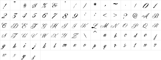 Civilian Regular  glyph index