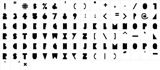 Simcha Regular  glyph index