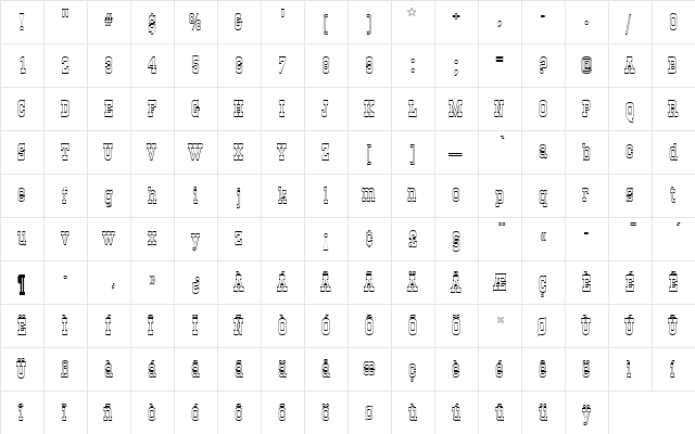 OldTowneNo536DOu1 Regular  glyph index