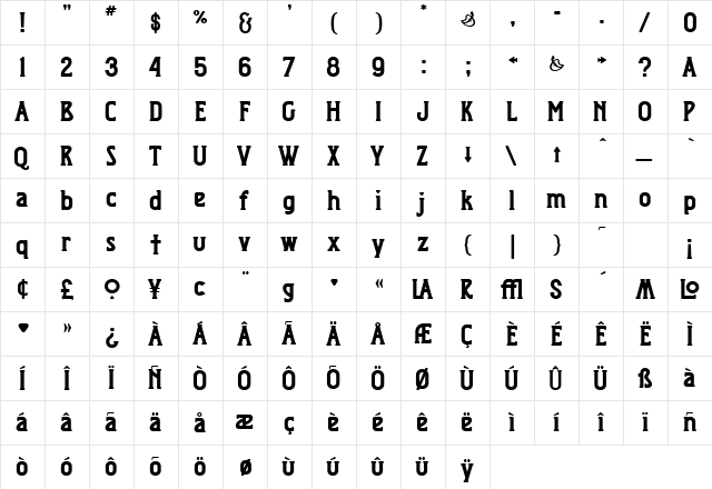 JM Exposition Rounded Bold Regular  glyph index